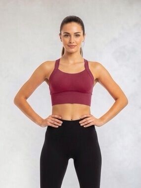 Women’s Seamless Sports Bra W/Crisscross Back D.Red High Impact Size-XXL NIB